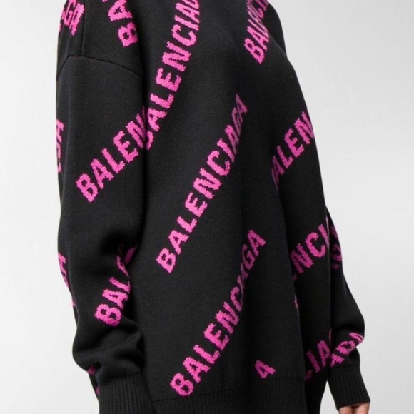 Balenciaga Black/Pink Wool Pullover Sweater - Picture 1 of 8